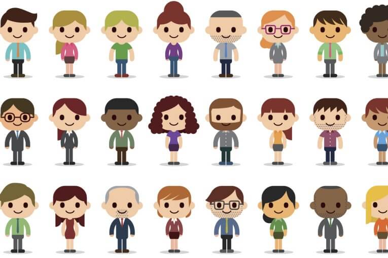 Illustrationen vieler verschiedener Menschen